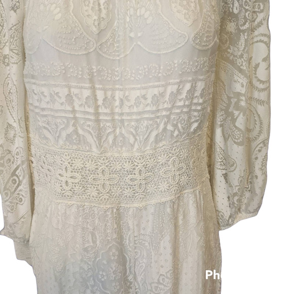 Anthropologie Farm Rio Cream Off Shoulder Boho Lace Jumper/Romper Size XS - Picture 3 of 3